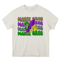 Cream mardi gras with fleur de lis Heavy Core Tee - LillyAllenDesigns