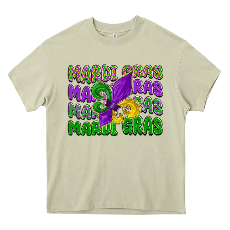 Mardi Gras With Fleur De Lis Heavy Core Tee by LillyAllenDesigns | Teevron