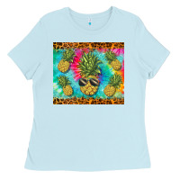 Baby Blue summer pineapple Ladies Tee - BarkalooDesign