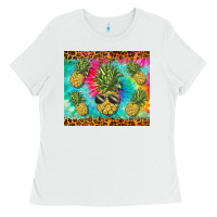 White summer pineapple Ladies Tee - BarkalooDesign
