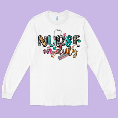 Nurse On Duty Long Sleeve Tee Designed By Cowgirlartshop