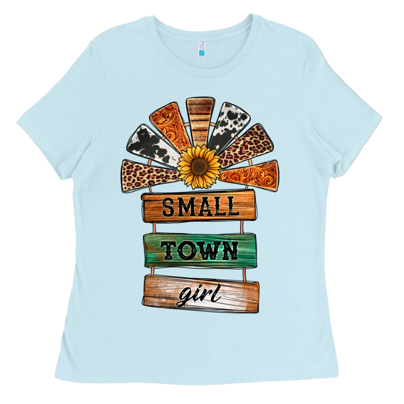 Small Town Girl Western Windmill Wooden Boards Ladies Tee by Jasminsmagicworld | Teevron