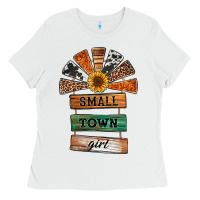 White small town girl western windmill wooden boards Ladies Tee - Jasminsmagicworld