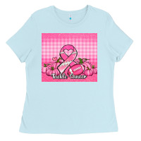 Baby Blue tackle cancer pumpkins football and ribbon Ladies Tee - Jasminsmagicworld