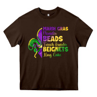 Chocolate Brown mardi gras parades beads french quarter beignets k Heavy Core Tee - LillyAllenDesigns