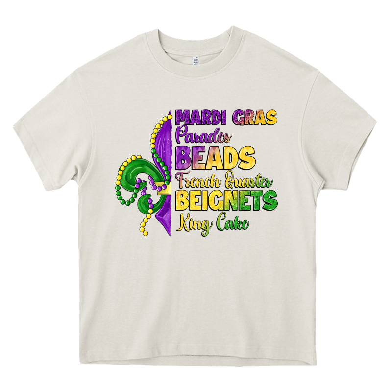 Mardi Gras Parades Beads French Quarter Beignets K Heavy Core Tee by LillyAllenDesigns | Teevron
