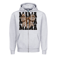 Heather Grey mama leopard Zipper Hoodie - CowhideDigitalArt