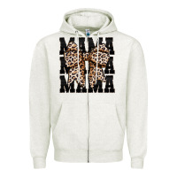Oatmeal Heather mama leopard Zipper Hoodie - CowhideDigitalArt