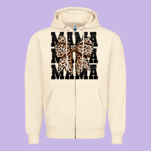 Mama Leopard Zipper Hoodie Designed By Cowhidedigitalart