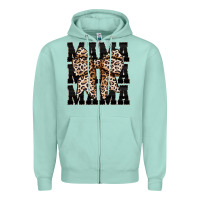 Seafoam mama leopard Zipper Hoodie - CowhideDigitalArt