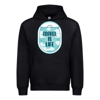 Black Travel Is Life Funny Traveling Gift Urban Hoodie - minhPixels