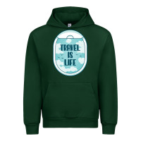 Forest Green Travel Is Life Funny Traveling Gift Urban Hoodie - minhPixels