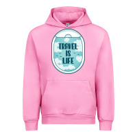 Fuchsia Pink Travel Is Life Funny Traveling Gift Urban Hoodie - minhPixels