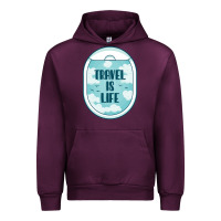 Mauve Wine Travel Is Life Funny Traveling Gift Urban Hoodie - minhPixels