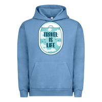 Pigment Pebble Blue Travel Is Life Funny Traveling Gift Urban Hoodie - minhPixels