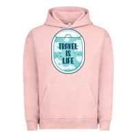 Pigment Salmon Travel Is Life Funny Traveling Gift Urban Hoodie - minhPixels