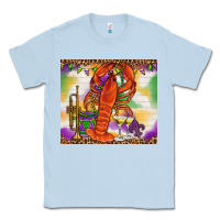 Dusty Blue Mardi Gras crawfish Classic Tee - NancyCooperArtShop