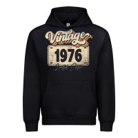 Black 46 Year Old Vintage 1976 Men Women 46th Birthday Decor Urban Hoodie - minhPixels