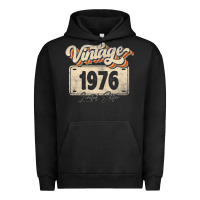 Pigment Black 46 Year Old Vintage 1976 Men Women 46th Birthday Decor Urban Hoodie - minhPixels