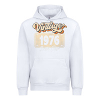 White 46 Year Old Vintage 1976 Men Women 46th Birthday Decor Urban Hoodie - minhPixels