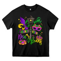 Black new orleans mardi gras Heavy Core Tee - LillyAllenDesigns