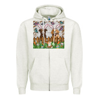 Oatmeal Heather Easter Dog Zipper Hoodie - CowhideDigitalArt