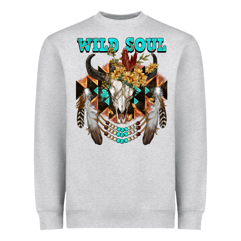 Wild Soul Bull Skull Heavyweight Sweatshirt by FaDigitalArtStudio | Teevron