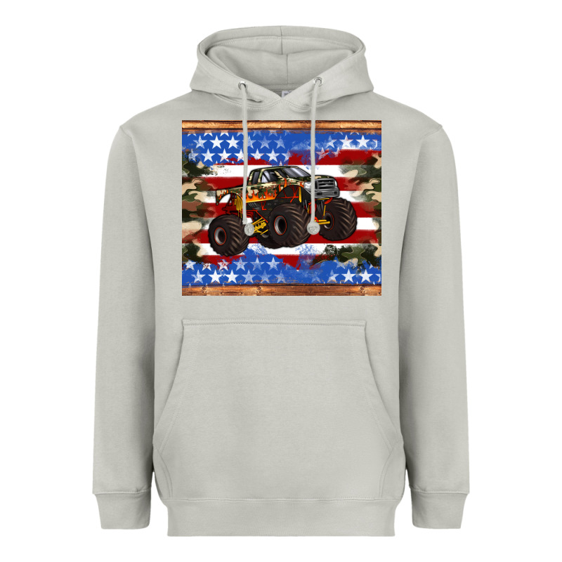 Monster Truck American Flag Tumbler Heavyweight Hoodie by Artiststas | Teevron
