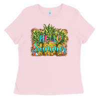 Bubblegum Pink hello summer pineapple Ladies Tee - BarkalooDesign