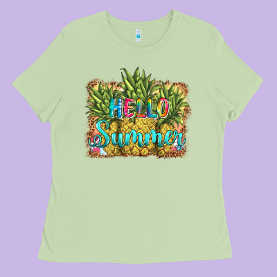 Hello Summer Pineapple Ladies Tee Designed By Barkaloodesign