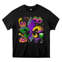 Black mardi gras fleur de lis Heavy Core Tee - LillyAllenDesigns