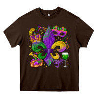 Chocolate Brown mardi gras fleur de lis Heavy Core Tee - LillyAllenDesigns