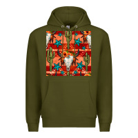 Army Green bull skull cactus seamless pattern Premium Hoodie - BundleAndBundleShop