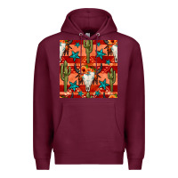 Burgundy bull skull cactus seamless pattern Premium Hoodie - BundleAndBundleShop