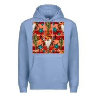Colony Blue bull skull cactus seamless pattern Premium Hoodie - BundleAndBundleShop
