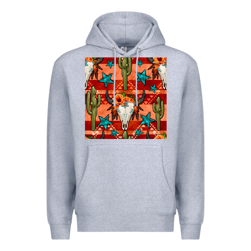 Bull Skull Cactus Seamless Pattern Premium Hoodie by BundleAndBundleShop | Teevron