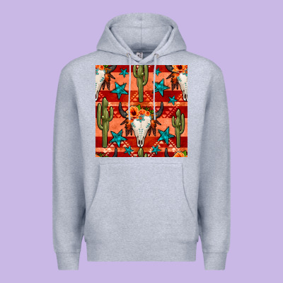 Bull Skull Cactus Seamless Pattern Premium Hoodie Designed By Bundleandbundleshop