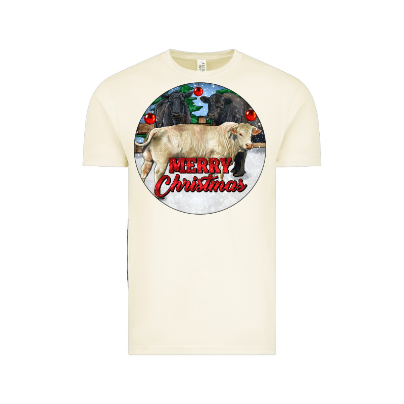 Merry Christmas Charolais Bull Vintage Tee by RanaPortraitStore | Teevron