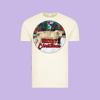 Merry Christmas Charolais Bull Vintage Tee Designed By Ranaportraitstore
