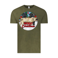 Vintage Olive Merry Christmas Charolais Bull Vintage Tee - RanaPortraitStore