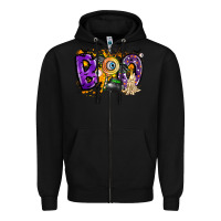 Black boo Zipper Hoodie - CowhideDigitalArt