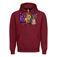 Burgundy boo Zipper Hoodie - CowhideDigitalArt