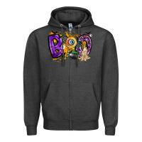 Charcoal Heather boo Zipper Hoodie - CowhideDigitalArt