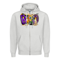 Dove Grey boo Zipper Hoodie - CowhideDigitalArt