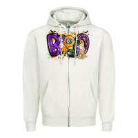 Oatmeal Heather boo Zipper Hoodie - CowhideDigitalArt
