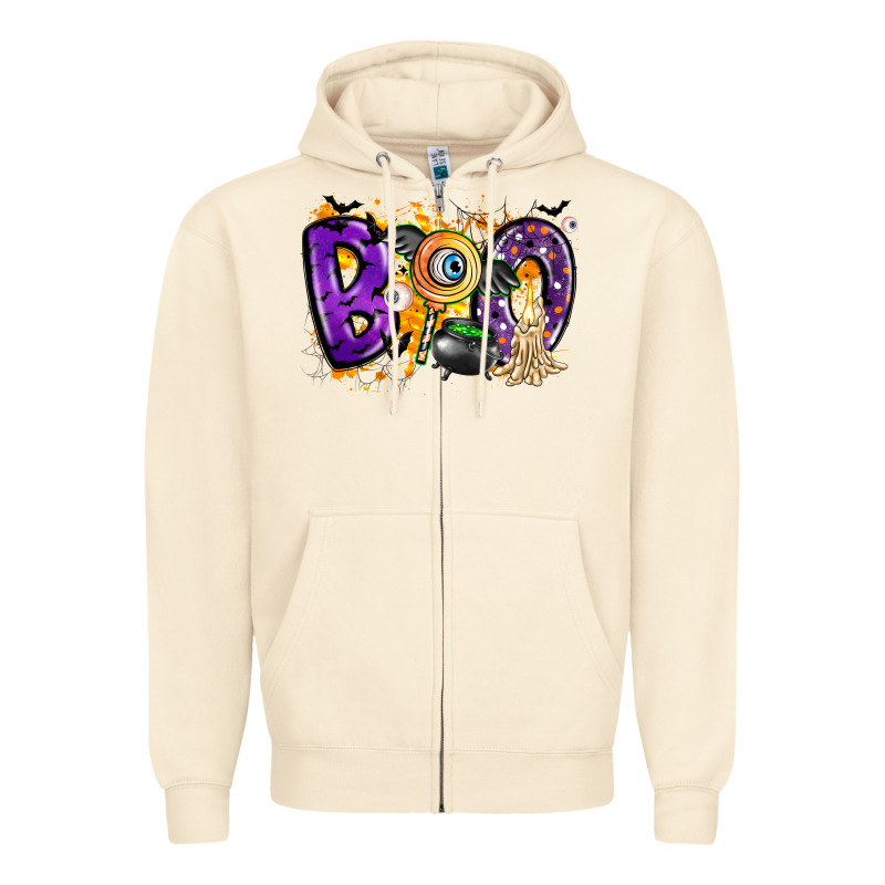 Boo Zipper Hoodie by CowhideDigitalArt | Teevron