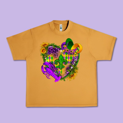 Mardi Gras Heart Urban Heavy Tee Designed By Howdyjamesfarm