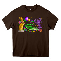 Chocolate Brown mardi gras pelican alligator and crawfish Heavy Core Tee - LillyAllenDesigns