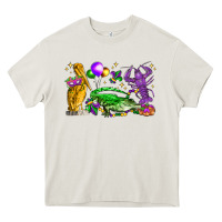 Cream mardi gras pelican alligator and crawfish Heavy Core Tee - LillyAllenDesigns