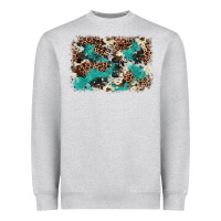 Heather Grey Cowhide Turquoise Glitter Heavyweight Sweatshirt - FaDigitalArtStudio
